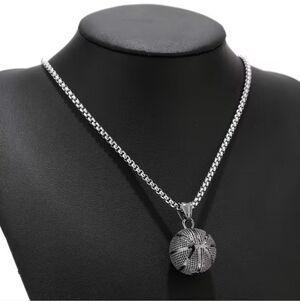 New Basketball Necklace Silver Color Stainless Steel With Gift Bag